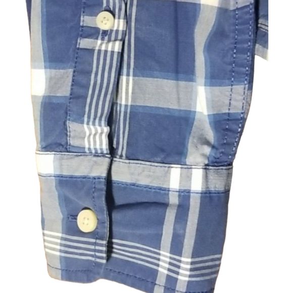 Abercrombie Men's Navy Plaid Collared Shirt Size Medium - Picture 5 of 8